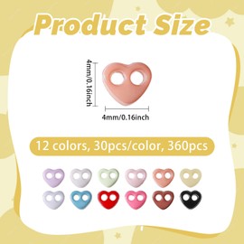 beinkmake 360Pcs Tiny Resin Heart Shaped Buttons 4mm Mixed Color Mini Buttons Colorful Craft Button for DIY Handmade Dolls Clothing Sewing Accessories Decoration