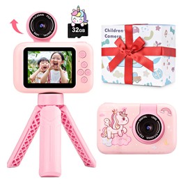 Kids Camera with Tripod, Kids Digital Camera, 1080P HD Recording, 32GB SD Card