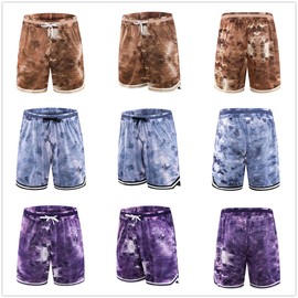 AOPAOSP 2/3 Pack Basketball Shorts with Zipper Pockets for Men,Active Athletic Shorts (Large,Purple, Blue, Brown-818)