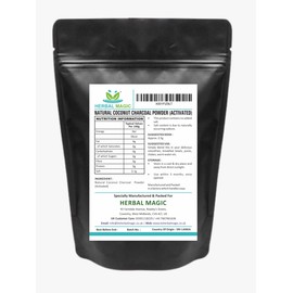 Herbal Magic Activated Coconut Charcoal Powder Food Grade Quality Excellent Detoxifying, Cleansing Properties Naturally Supports Skin, Body Care & Oral Care-100g