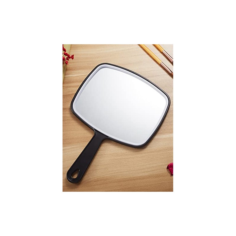 OMIRO Handspiegel, schwarzer Handspiegel mit Griff, quadratisch, L