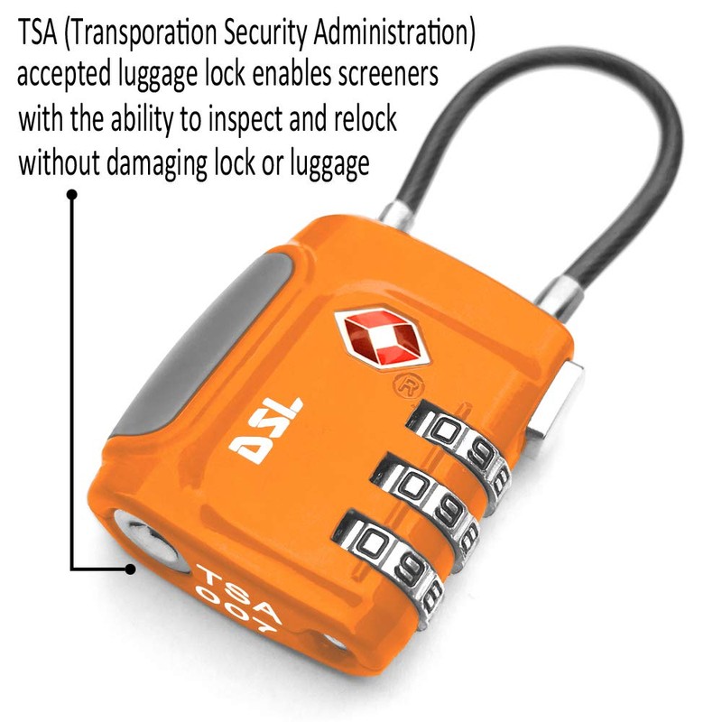 DSL 2 Packs TSA Padlock 3 Digit Security Combination Lock