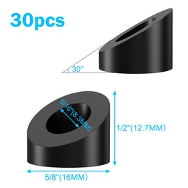Toscoco 30 Pack 5/16" Black Angle Beveled Washers – 30 Degree T316 Stainless Steel Cable Railing Hardware for 1/8" Invisible Cable Railing Kit – Stair End Fittings for Wood & Metal Posts
