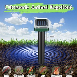 Mole Repellent Solar Powered 10 Pack Snake Repellent for Yard Outdoor, Waterproof Sonic Spikes Stakes for Lawns, Get Rid of Groundhog Chipmunk Chaser Vole Repellent, Effective for Lawns, Garden, Farm