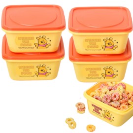 Plastic Food Storage Containers with Lids 4 Count - Small 280ml Kitchen Storage Containers for Snacks, Leftovers, Meal Prep Container - Microwave/Dishwasher Safe Without Lids