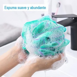 Triko Juego 4 Esponjas de Baño, Esponja corporal, Espuma Limpieza Corporal de 2.65 onzas, Esponja de Baño Exfoliante para el Cuerpo, Color Floral (Grande)