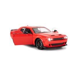 1/24 Dodge Challenger SRT Hellcat Car Model, Collectible Diecast Model Car with Lights and Sounds, Pull Back Car Toy for Adults Children Birthday Gifts Decoration (Red)