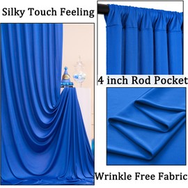 20ft x 10ft Royal Blue Backdrop Curtains for Parties, 4 Panels 5x10ft Wrinkle Free Silky Polyester Photo Backdrop Drapes Background for Birthday Graduation Photography Party Decorations
