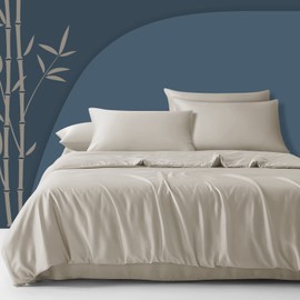 Fittia Lyocell Bamboo Cushion Cover Bamboo Fibre Pillowcase Silky Soft Cooling Breathable with Concealed Zip Beige 50 x 70 cm Set of 2