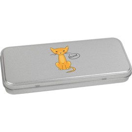 Azeeda 'Cat Says Meow!' Metal Hinged Stationery Tin/Storage Box (TT00245494)