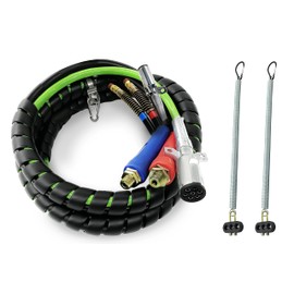 TORQUE 12ft 3 in 1 ABS & Air Power Line Hose Wrap 7 Way Electrical Cable with Handle Grip & 2 of 25" Tender Spring for Semi Truck Trailer Tractor (TR813212)