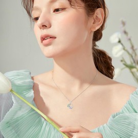 LONAGO Snail Necklace for Women 925 Sterling Silver Snail with Leaf Pendant Necklace for Gifts