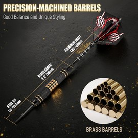 Wolftop Professional 6 Pack Steel Tip Darts Set - 22 Grams Darts Metal Tip Set in Case - Brass Darts with 12 Aluminum Shafts, 12 Dart Flights, Dart Tool and Dart Sharpener for Beginners to Pros