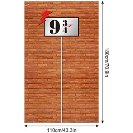 9 and 3/4 Sign Brick Wall Background Decoration, Wizard Party Decoration, Magic School Birthday Decoration, Door Curtains, Brown Brick Wall Banner Decoration, for Secret Passage for Wizard Party,