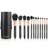 OMANIAC Makeup Brush Set Professional, 12 Pearlescent Wood Handle Makeup