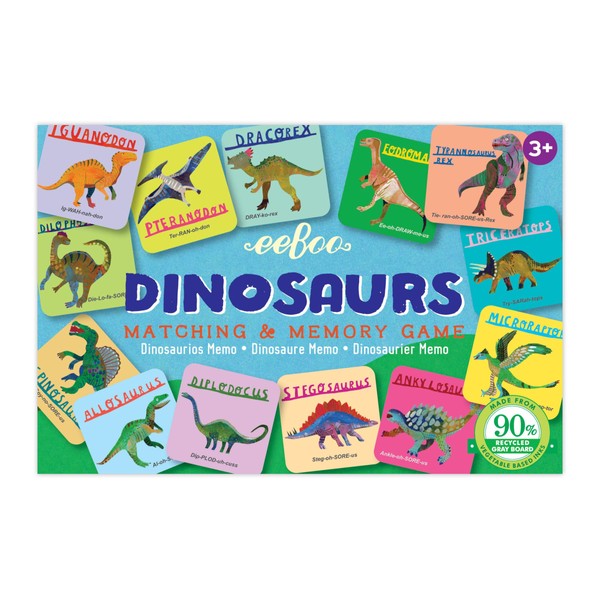 eeBoo: Dinosaurs Little Memory and Matching Game, Sharpens Recognition, Concentration and Memory Skills, for Ages 3 and Up, Provides Interaction Between Child and Parent