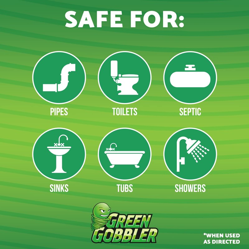 Green Gobbler Liquid Hair Drain Clog Remover, For Toilets, Sinks,