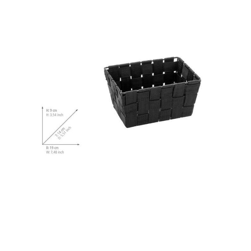 WENKO 20360100 Storage basket Adria Mini Long Black - bathroom