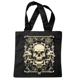 Reifen-Markt Tasche Umhängetasche VINTAGE SKULL BIKERSHIRT GOTHIC BIKE CLUB MC MOTORCYCLE CHOPPER CUSTOM MOTORRAD MOTORRADTREFFEN CLUB TREFFEN Einkaufstasche Schulbeutel Turnbeutel in Schwarz