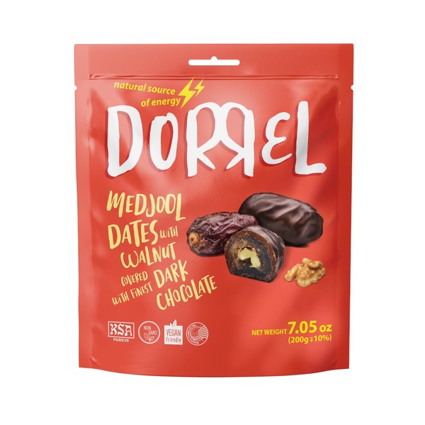 DORREL - Belgian Dark Chocolate Covered Dates (Medjool) with Walnuts
