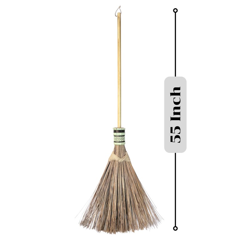 Garden Broom - Coconut Broom 55 Inch, Heavy Duty Sweeping