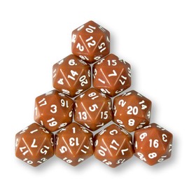 10x Polyhedral W20 Dice for Role and Tabletop Games (Brown)