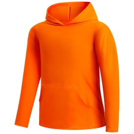 ESTAMICO Boys Hooded Rash Guard Shirts Kids Long Sleeves Quick Dry Surf Shirt UPF 50+ Sun Protection Swimwear Orange 2T
