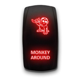 Monkey Around - Red - Stark 5-PIN Laser Etched LED Rocker Switch Dual Light - 20A 12V ON/Off