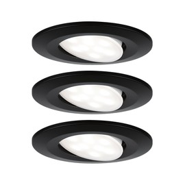 Paulmann Calla 99991 LED Recessed Light Round Set of 3 3 x 6 W IP65 Neutral White Recessed Spotlights Black Matt Swivelling Spotlights Plastic Recessed Lamp 4000 K