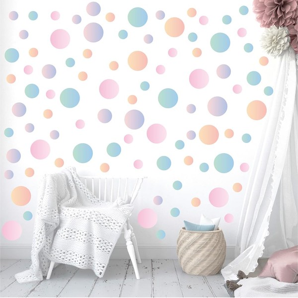 Qaxrocyn 250 Pcs Self-Adhesive Blended Gradient Watercolor Dot Vinyl Dot