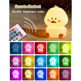 L LOHAS LED Cute Duck Night Light for Kids, Kawaii Duck Lamp, Desk Decor, Cute Stuff, Squishy Duck Light, 16 Colors Table Lamp with Remote Control, USB Rechargeable, Ideal Funny Gifts for Girls, Kids