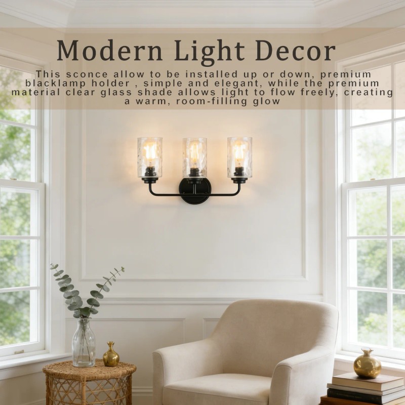 3-Light Clear Glass Glacier Shade Unique Hand-made Lampshade Industrial LED