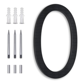 8 Inch House Address Numbers For House,Modern House Numbers Large Black Exterior Street Metal floating house numbers for outside Floating Mount Or Flush Mount Aluminum Number 0