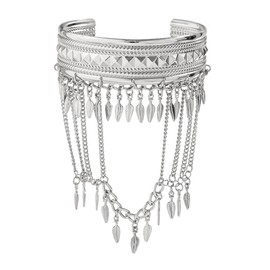 Cubahop Retro Egyptian Open Arm Chain Multi Layer Tassel Pendant Armband Chain Upper Arm Bracelet for Women (Silvery)