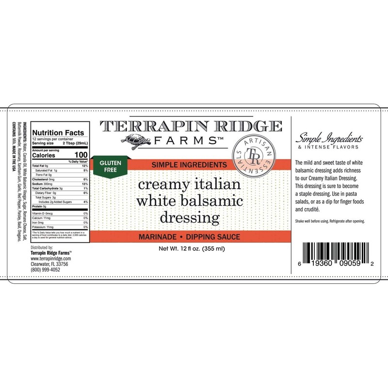 Terrapin Ridge Farms Creamy Italian White Balsamic Dressing – Rich,