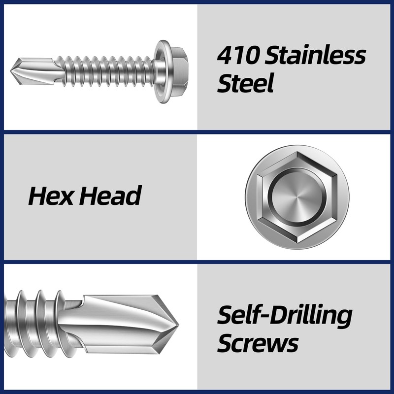 MewuDecor #12 x 3/4" Hex Washer Head Self Drilling Sheet
