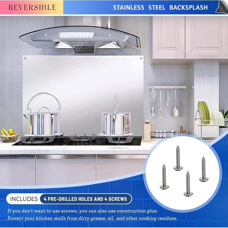 Stainless Steel Backsplash for Stove 24"x30" Stove Backsplash Protector for