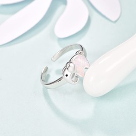 Elephant Ring 925 Sterling Silver Adjustable Open Animal Ring Lucky Amulet Lucky Charm Ring Jewellery Gift for Women Girls, Sterling Silver