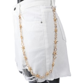 Gold Wallet Chain, Pants Chain for Men Women Matching with wallet, Pocket, Pants, Rock Biker Hipster Keychain, Hip Hop Thorns Chains, Heavy Duty Metal Punk Accessories