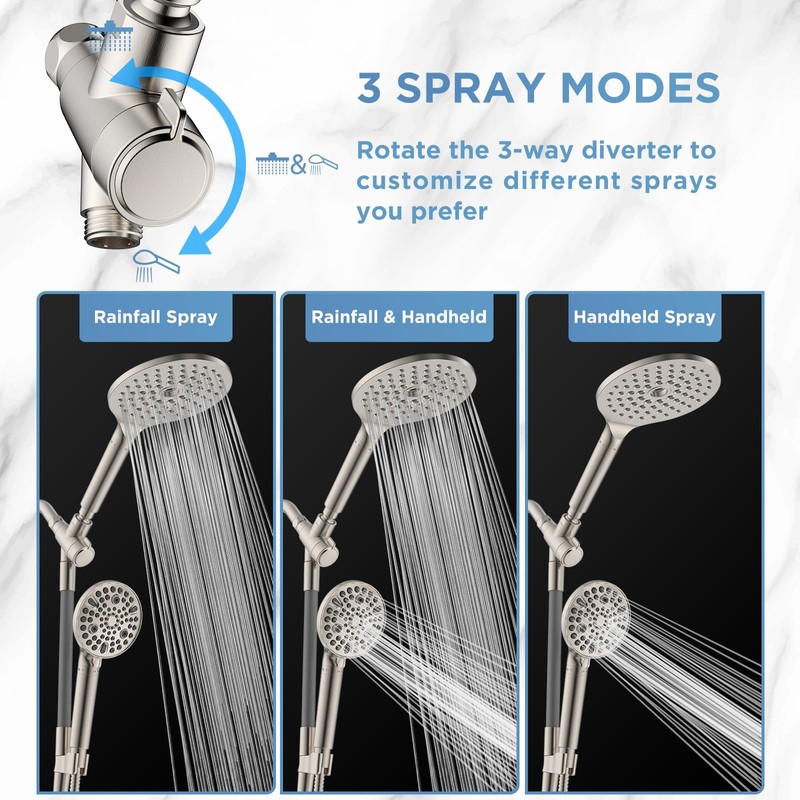 MakeFit Dual Filtered Rain Shower Head Combo, High Pressure Handheld