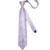 DiBanGu Mens Tie and Lapel Pin Set Silk Lilac Paisley