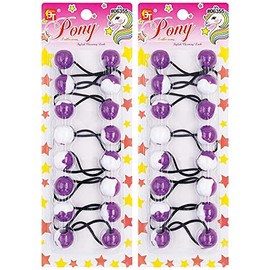 16 Pcs Hair Ties 20mm Ball Bubble Ponytail Holders Colorful White Two Tone Elastic Accessories for Kids Children Girls Women All Ages (Purple)