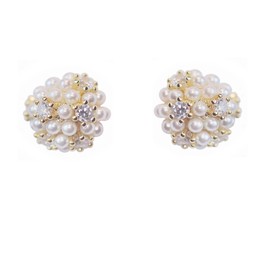 HAPVITAL Women's Earrings, Popular, Metal, 925 Resin, Hypoallergenic, Silver, Stylish, Birthday Gift, Lover, Anniversary, Created Pearl