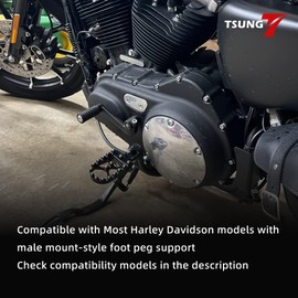 TSUNG Off Road Motorcycle Foot Pegs MX Style Footpegs Compatible with Harley Dyna Fatboy Sportster Iron 883, CNC Wide 360° Roating Foot Pedals (Chrome)