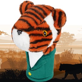 BIG TEETH Golf Novelty Driver Woods Head Cover Club Headcover Protector Tiger Cute Soft Green&Orange