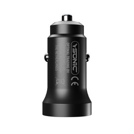 YSONIC Autoladegerät - Universelles Duo-Schnellladegerät - USB C und A - Anschlussadapter - Zigarettenanzünderstecker Typ C - 36 W Schnellladung - Schwarz