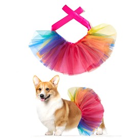 Threetols Gay Pride Dog & Cat Costume - Rainbow Princess Dress & Tutu for Small & Medium Pets, Multicolor Pet Collar for Dog & Cat Birthday Party Accessories(M)