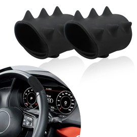 Massage Steering Wheel Cover, 1 Pair Anti-Slip Silicone Steering Wheel Massage Grip for Reducing Fatigue & Enhancing Comfort, Universal Fit (Black)