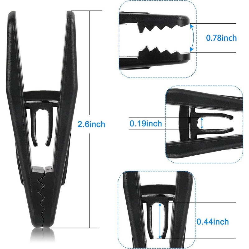 Tinfol Black Plastic Hanger Clips 40 Pack, Large Opening Pant