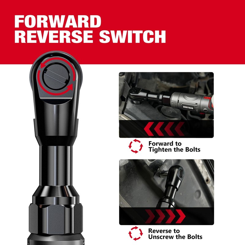 Alloyman 3/8" Cordless Ratchet Wrench Set, 60FT-LBS(80N.m) Electric Ratchet, 12V